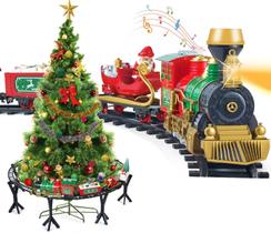 Conjunto de trem de Natal ROXIE Classic com fumaça, luzes e som Conjunto de trem de Natal ROXIE Classic com fumaça, luzes e som
