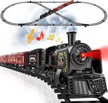 Conjunto de Trem Elétrico Hot Bee com Trilhos de Luxo - Com Fumaça e Luz
