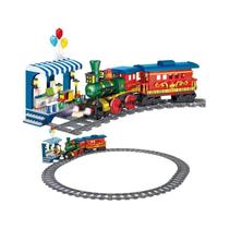 Conjunto De Trem Elétrico Recarregável Para Cidade Com Bateria De Lítio, Motor E Blocos De Montar Conjunto De Trem Elétrico Recarregável Para Cidade Com Bateria De Lítio, Motor E Blocos De Montar