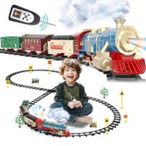 Conjunto de trem JQ JUQU com controle remoto, luzes e som para crianças