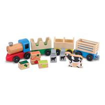 Conjunto de trem Melissa & Doug Wooden Farm com 3 carros de 3 a 6 anos Conjunto de trem Melissa & Doug Wooden Farm com 3 carros de 3 a 6 anos