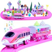 Conjunto de trem SCKTYZS Pink Musical Electric com sorvete 3D DIY