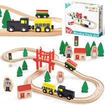 Conjunto de trem Tiny Land Wooden, 39 unidades para crianças pequenas com trilhos