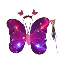 Conjunto De Três Peças De Asas De Borboleta Luminosa E Varinha Mágica Para Crianças, Decoração Para