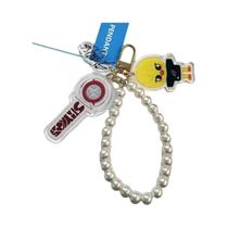 Conjunto De Três Peças De Chaveiro De Acrílico Dupla Face Com Corrente De Pérolas Para Apoio À