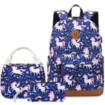 Conjunto de três peças de sacolas de livros para meninos e meninas com lancheira