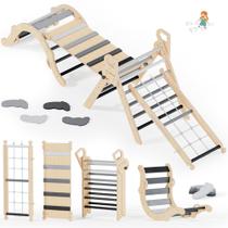 Conjunto de triângulos Pikler BlueWood 10 em 1 Grey Twilight com extras