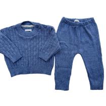 Conjunto de Tricô Théo Trabalhado Azul Jeans Conjunto de Tricô Théo Trabalhado Azul Jeans