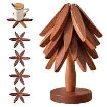 Conjunto de trivet OFCTE Trivets de madeira para pratos quentes com suporte