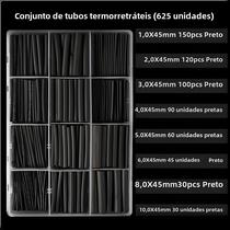 Conjunto De Tubo Termorretrátil Preto 625pcs Termorresistente 21 Envoltório Retrátil Manga De Cabo