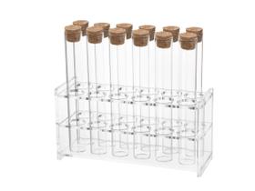 Conjunto de tubos de ensaio de vidro HUAOU 30mL com rolha de cortiça com rack de 12 unidades