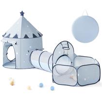 Conjunto de túneis Play Tent Tiny Land 3 em 1 para bebês com caixa de bolas azul