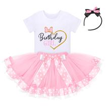 Conjunto de tutu de roupa de aniversário para meninas IBTOM CASTLE 5G
