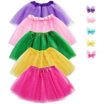 Conjunto de tutu Jeowoqao para meninas, vestido de dança com grampos de flores de 3 a 8 anos Conjunto de tutu Jeowoqao para meninas, vestido de dança com grampos de flores de 3 a 8 anos