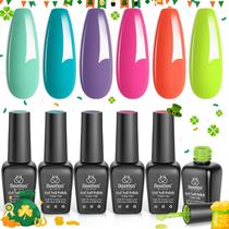 Conjunto de unhas com esmalte em gel Beetles Forever Young 6 cores+lâmpada UV