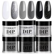 Conjunto de unhas Dip Powder AZUREBEAUTY Basic Branco Preto Prata Conjunto de unhas Dip Powder AZUREBEAUTY Basic Branco Preto Prata