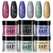 Conjunto de unhas Dip Powder AZUREBEAUTY Sparkling 6 cores 60 mL Conjunto de unhas Dip Powder AZUREBEAUTY Sparkling 6 cores 60 mL