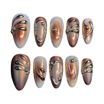 Conjunto De Unhas Postiças Gradiente Verde Com Design De Coelho Morango 24 Peças Unhas Falsas