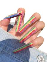 Conjunto de unhas postiças StarEidolon Caixão branco pintado à mão Conjunto de unhas postiças StarEidolon Caixão branco pintado à mão