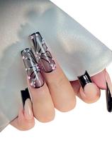 Conjunto de unhas postiças StarEidolon Caixão branco pintado à mão