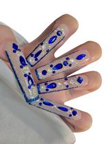 Conjunto de unhas postiças StarEidolon Caixão branco pintado à mão