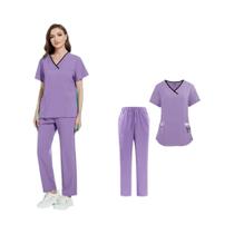 Conjunto De Uniforme De Enfermagem Feminino Leve E Fino Com Manga Curta, Roupas Médicas Elásticas