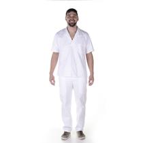 Conjunto de Uniforme Profissional de Brim Manga Curta - Branco