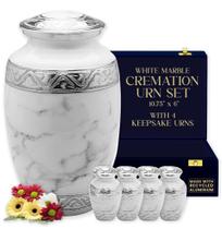 Conjunto de urnas de cremação GR8 em mármore branco com 4 urnas de lembrança para adultos