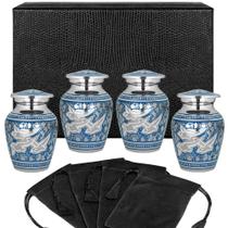 Conjunto de urnas Trupoint Memorials Mini Keepsake Silver Birds, pacote com 4