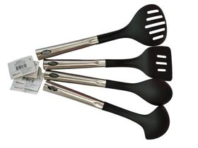 Conjunto De Utensilio De Silicone Para Cozinha 4Pçs Cabo De Aço Inox - Preto - Uny Gift Conjunto De Utensilio De Silicone Para Cozinha 4Pçs Cabo De Aço Inox - Preto - Uny Gift