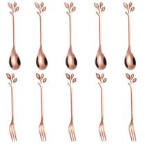 Conjunto de utensílios AnSaw, 10 peças, mini colheres e garfos em ouro rosa