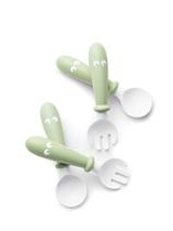 Conjunto de utensílios BabyBjörn, colher e garfo para bebês, 4 peças, verde em pó Conjunto de utensílios BabyBjörn, colher e garfo para bebês, 4 peças, verde em pó