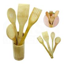 Conjunto De Utensílios Bambu 4 Peças Com Suporte Ub-05 Weste