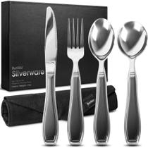 Conjunto de utensílios BUNMO para idosos, artrite e empunhadura fraca Conjunto de utensílios BUNMO para idosos, artrite e empunhadura fraca