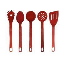 Conjunto de Utensílios Cozinha Nylon 5 Peças Antiaderente Vermelho Talheres Juliana Conjunto de Utensílios Cozinha Nylon 5 Peças Antiaderente Vermelho Talheres Juliana