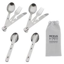 Conjunto de utensílios de acampamento MCEUS 4 em 1 para 4 em aço inoxidável Conjunto de utensílios de acampamento MCEUS 4 em 1 para 4 em aço inoxidável