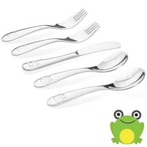 Conjunto de utensílios de aço inoxidável para crianças Kiddobloom com adorável sapo