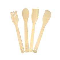 Conjunto de utensílios de bambu com 2 espátulas 01 colher 01 garfo