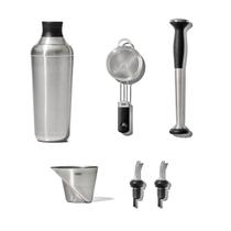 Conjunto de utensílios de bar OXO Steel de 6 peças com coqueteleira, Muddler & Jigger Conjunto de utensílios de bar OXO Steel de 6 peças com coqueteleira, Muddler & Jigger