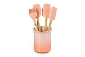 Conjunto de utensílios de barro Le Creuset em grés e silicone, 5 peças de peche
