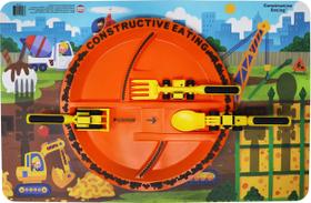 Conjunto de utensílios de construção + Prato + Placa + Placemat Constructive Eating