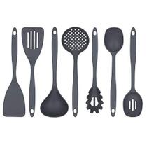 Conjunto de utensílios de cozinha alegre 7 peças, ferramentas de nylon para panela antiaderente, cinza