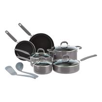 Conjunto de utensílios de cozinha Amazon Basics Ceramic Antiaderente, 12 peças, cinza
