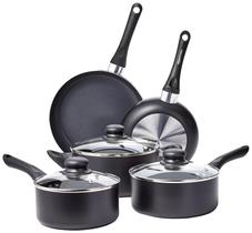Conjunto de utensílios de cozinha antiaderente Amazon Basics, 8 peças, preto