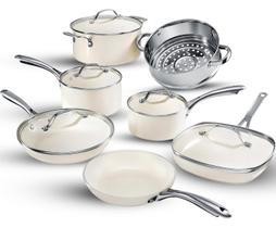 Conjunto de utensílios de cozinha antiaderente de cerâmica Gotham Steel de 12 peças com vaporizador