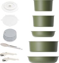 Conjunto de utensílios de cozinha antiaderente removível Caannasweis, 5 peças, verde Conjunto de utensílios de cozinha antiaderente removível Caannasweis, 5 peças, verde