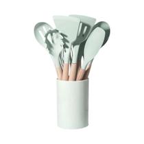Conjunto De Utensílios De Cozinha Antiaderentes De Silicone Multicolorido Com Cabo De Madeira 12 Conjunto De Utensílios De Cozinha Antiaderentes De Silicone Multicolorido Com Cabo De Madeira 12