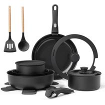 Conjunto de utensílios de cozinha Bazova Ceramic Nonstick, 17 peças, preto