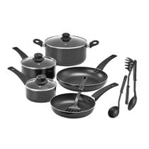 Conjunto de utensílios de cozinha BELLA de 12 peças: panelas e frigideiras antiaderentes, preto