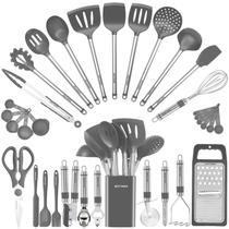 Conjunto de utensílios de cozinha BESTZMWK Silicone Cooking 33 Gadgets Grey